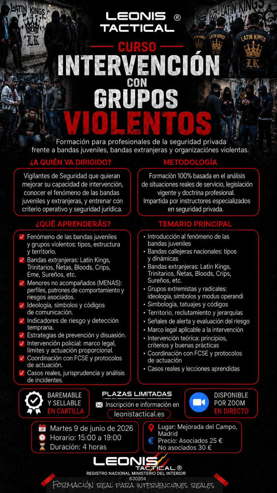 CURSO INTERVENCIÓN CON GRUPOS VIOLENTOS (PRESENCIAL Y ZOOM)