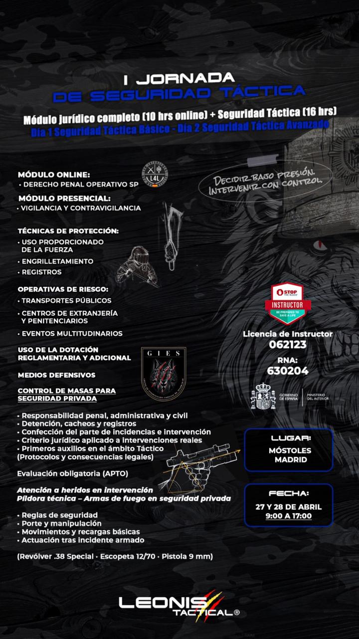 I JORNADAS DE SEGURIDAD TÁCTICA (MADRID) 27-28 ABR 26