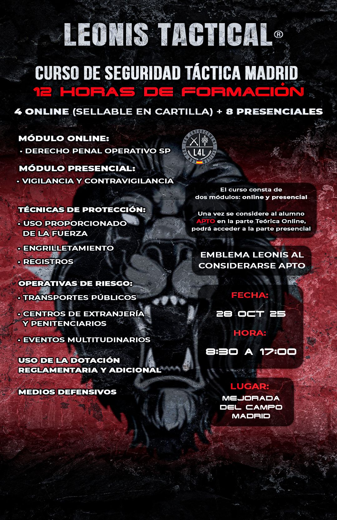 XVII CURSO DE SEGURIDAD TÁCTICA MADRID 28 OCT 25