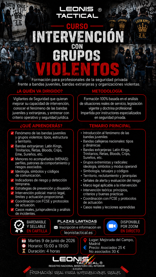 CURSO INTERVENCIÓN CON GRUPOS VIOLENTOS (PRESENCIAL Y ZOOM)