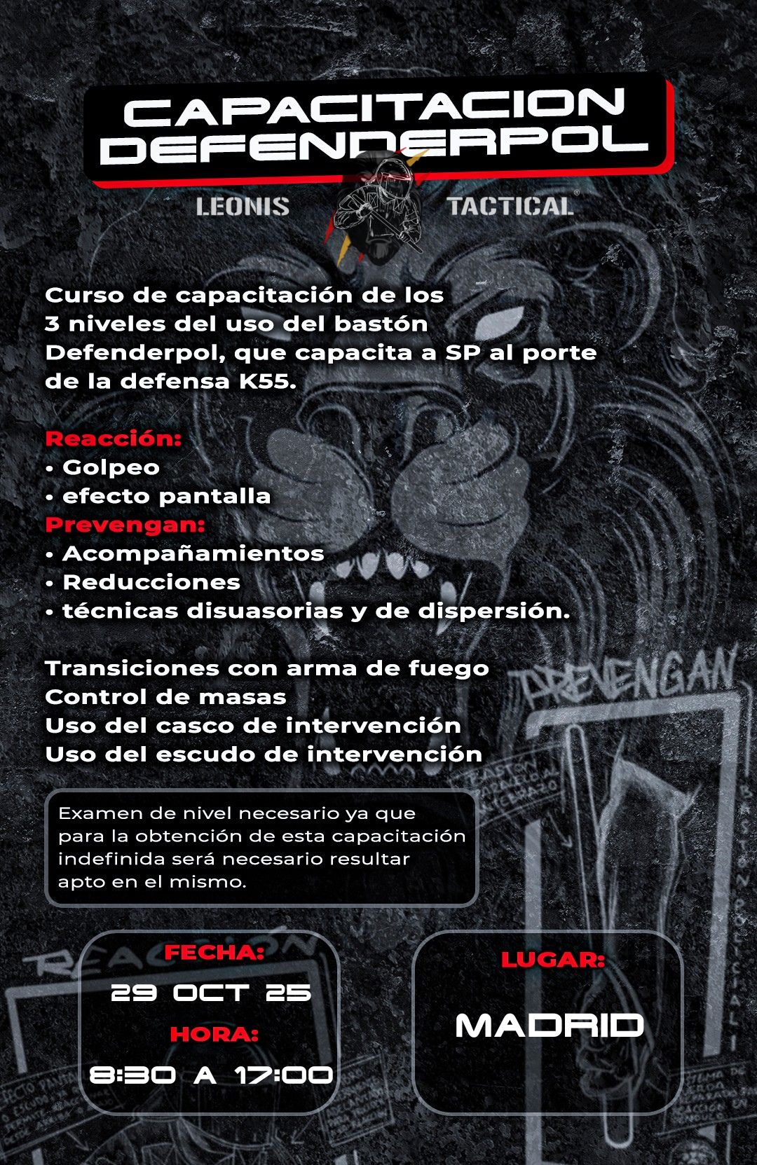 CAPACITACIÓN COMPLETA DEFENDERPOL MADRID 29 OCT 25